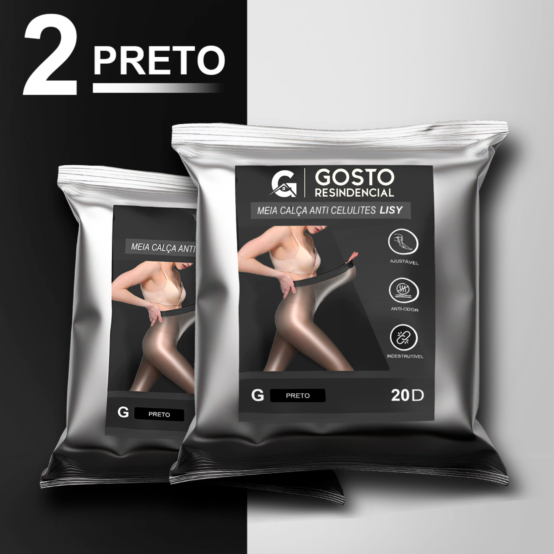 Meia calça a prova de rasgos e Anticelulite - Lisy 2.0 [COMPRE 1 LEVE 2]